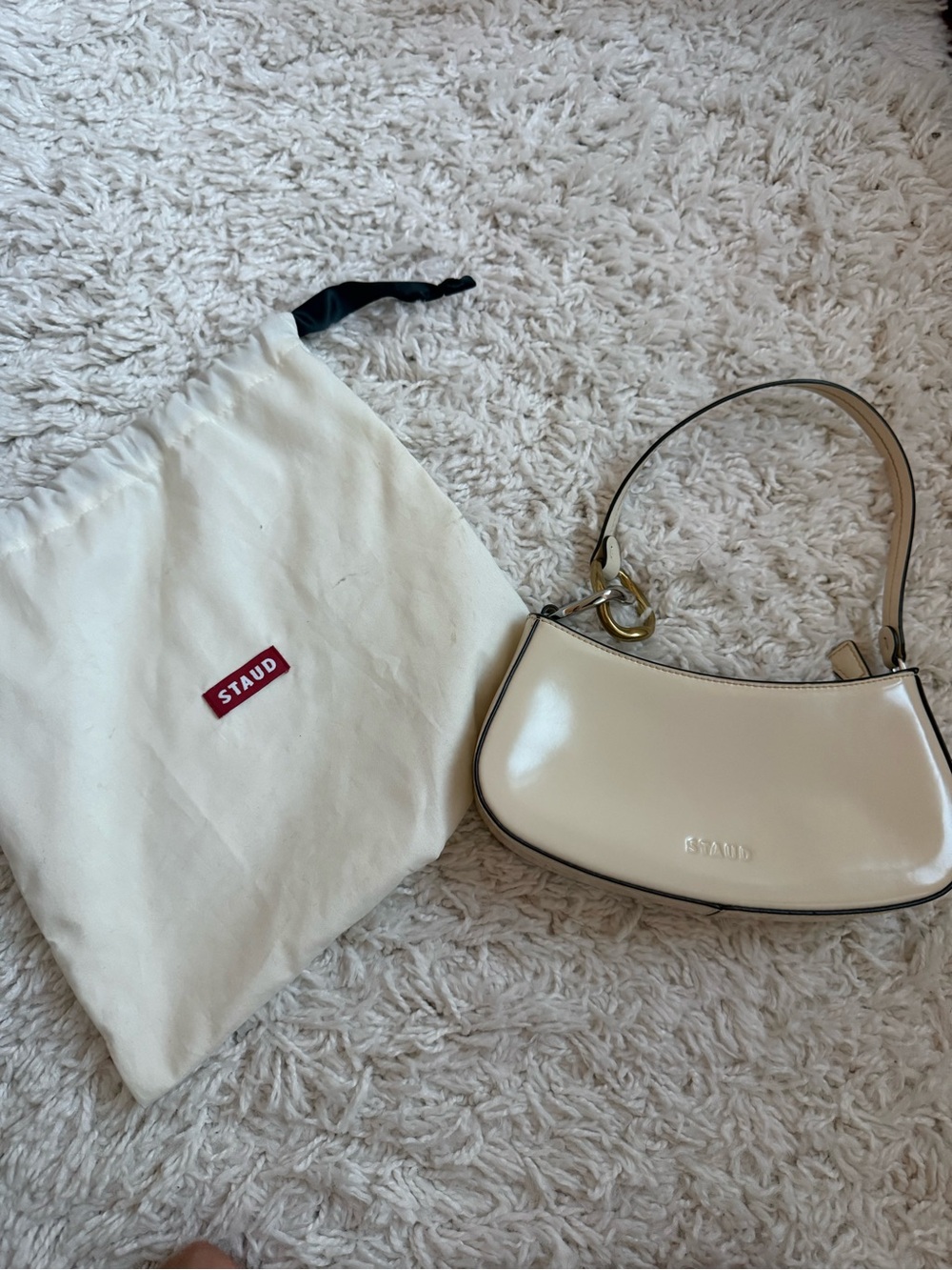 Staud Ollie Cream Shoulder Bag with Gold & Silver Hardware - Picture 5 of 10